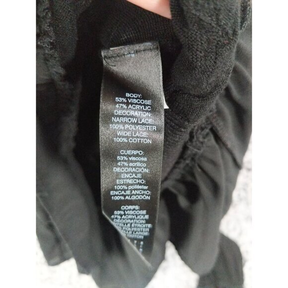 WHBM Sheer Peplum Top Womens SZ S Bell Sleeves Black Lace‎ Goth Grunge Witch EDM - Picture 6 of 9